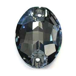 Aurora Crystal Flat Back 2-Hole Sew-on Foiled Stones - Oval 18x13mm BLACK DIAMOND #1021