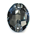 Aurora Crystal Flat Back 2-Hole Sew-on Foiled Stones - Oval 18x13mm BLACK DIAMOND #1021
