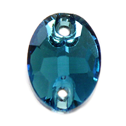 Aurora Crystal Flat Back 2-Hole Sew-on Foiled Stones - Oval 10x7mm BLUE ZIRCON #8031