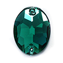 Aurora Crystal Flat Back 2-Hole Sew-on Foiled Stones - Oval 18x13mm EMERALD #9021