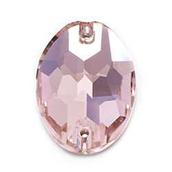 Aurora Crystal Flat Back 2-Hole Sew-on Foiled Stones - Oval 24x17mm LIGHT ROSE #5002