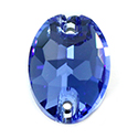 Aurora Crystal Flat Back 2-Hole Sew-on Foiled Stones - Oval 14x10mm SAPPHIRE #7026