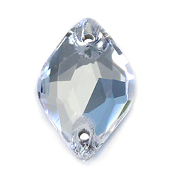 Aurora Crystal Flat Back 2-Hole Sew-on Foiled Stones - Lemon 18x12mm CRYSTAL #0001