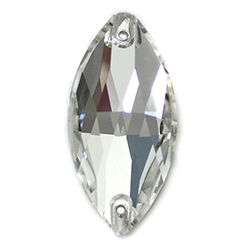 Aurora Crystal Flat Back 2-Hole Sew-on Foiled Stones - Navette 10x5mm CRYSTAL #0001
