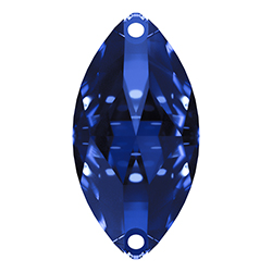 Aurora Crystal Flat Back 2-Hole Sew-on Foiled Stone - Navette 18x9MM SAPPHIRE #7026
