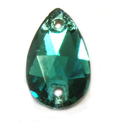 Aurora Crystal Flat Back 2-Hole Sew-on Foiled Stone - Pearshape 12x7MM EMERALD #9021

