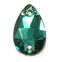 Aurora Crystal Flat Back 2-Hole Sew-on Foiled Stone - Pearshape 12x7MM EMERALD #9021

