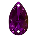Aurora Crystal Flat Back 2-Hole Sew-on Foiled Stone - Pearshape 12x7MM AMETHYST #6021
