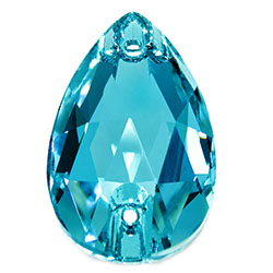 Aurora Crystal Flat Back 2-Hole Sew-on Foiled Stones - Pearshape 22X13MM BLUE ZIRCON #8031