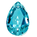 Aurora Crystal Flat Back 2-Hole Sew-on Foiled Stones - Pearshape 22X13MM BLUE ZIRCON #8031