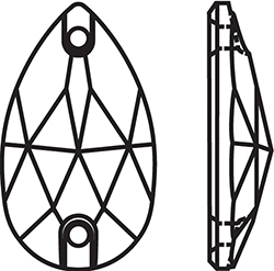 Aurora Crystal Flat Back 2-Hole Sew-on Foiled Stone - Pearshape 22X13MM BLUE ZIRCON #8031