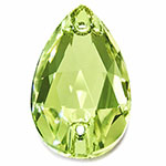 Aurora Crystal Flat Back 2-Hole Sew-on Foiled Stones - Pearshape 22X13MM PERIDOT #9013