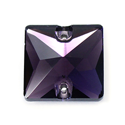 Aurora Crystal Flat Back 2-Hole Sew-on Foiled Stones - Square 16mm AMETHYST #6021