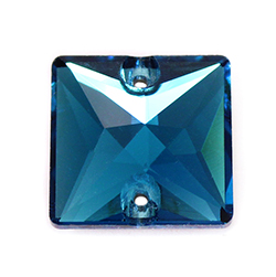 Aurora Crystal Flat Back 2-Hole Sew-on Foiled Stones - Square 16mm BLUE ZIRCON #8031