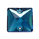 Aurora Crystal Flat Back 2-Hole Sew-on Foiled Stones - Square 16mm BLUE ZIRCON #8031