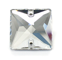Aurora Crystal Flat Back 2-Hole Sew-on Foiled Stones - Square 22mm CRYSTAL #0001