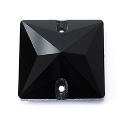Aurora Crystal Flat Back 2-Hole Sew-on Foiled Stones - Square 14mm JET #1131