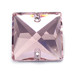 Aurora Crystal Flat Back 2-Hole Sew-on Foiled Stones - Square 22mm LIGHT ROSE #5002