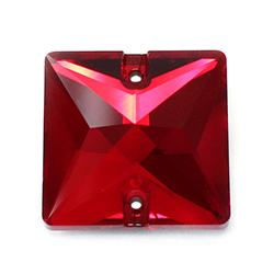 Aurora Crystal Flat Back 2-Hole Sew-on Foiled Stones - Square 12mm LIGHT SIAM #4002
