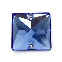 Aurora Crystal Flat Back 2-Hole Sew-on Foiled Stones - Square 22mm SAPPHIRE #7026
