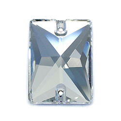 Aurora Crystal Flat Back 2-Hole Sew-on Foiled Stones - Baguette 25x18mm CRYSTAL #0001
