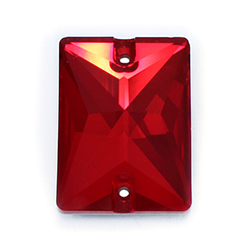 Aurora Crystal Flat Back 2-Hole Sew-on Foiled Stones - Baguette 25x18mm LIGHT SIAM #4002