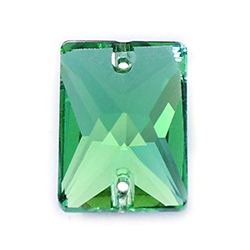Aurora Crystal Flat Back 2-Hole Sew-on Foiled Stones - Baguette 18x13mm PERIDOT #9013