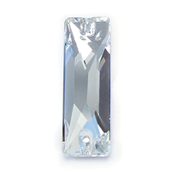 Aurora Crystal Flat Back 2-Hole Sew-on Foiled Stones - Baguette 26x9mm CRYSTAL #0001