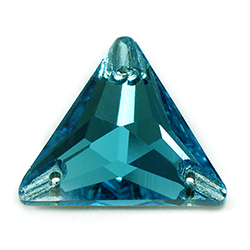 Aurora Crystal Flat Back 2-Hole Sew-on Foiled Stones - Triangle 22mm AQUAMARINE #8002