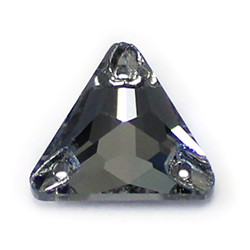 Aurora Crystal Flat Back 2-Hole Sew-on Foiled Stones - Triangle 12mm BLACK DIAMOND #1021