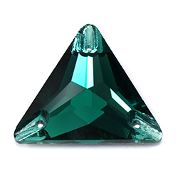Aurora Crystal Flat Back 2-Hole Sew-on Foiled Stones - Triangle 22mm EMERALD #9021