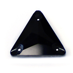 Aurora Crystal Flat Back 2-Hole Sew-on Foiled Stones - Triangle 16mm JET#1131