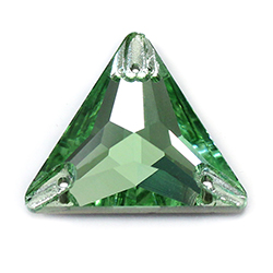 Aurora Crystal Flat Back 2-Hole Sew-on Foiled Stones - Triangle 16mm PERIDOT #9013