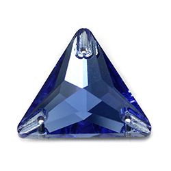 Aurora Crystal Flat Back 2-Hole Sew-on Foiled Stones - Triangle 22mm SAPPHIRE #7026