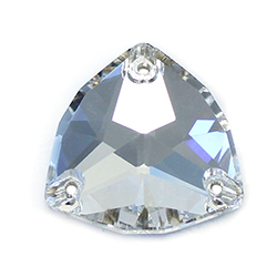 Aurora Crystal Flat Back 2-Hole Sew-on Foiled Stones - Trilliant 12mm CRYSTAL #0001