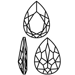 Aurora Crystal Point Back Fancy Stone Foiled - Pearshape Drop 18x13MM JET AB #1131AB