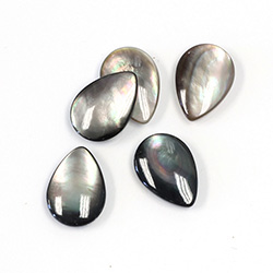 Shell Flat Back Cabochon - Pear 14x10MM BLACK TAHITI PEARL