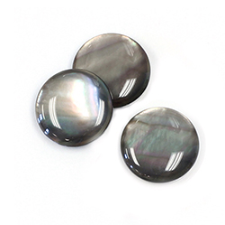 Shell Flat Back Cabochon - Round 16MM BLACK TAHITI PEARL (Dyed MOP)