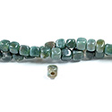 Gemstone Bead - Smooth Cube 2.5MM Diameter Hole 06x6MM FANCY JASPER