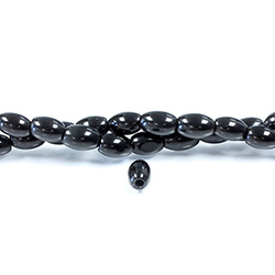 Gemstone Bead - Smooth Rice 2.5MM Diameter Hole 06x8MM BLACK ONYX