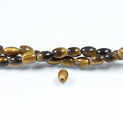 Gemstone Bead - Smooth Rice 2.5MM Diameter Hole 06x8MM BROWN TIGEREYE