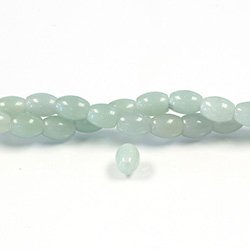 Gemstone Bead - Smooth Rice 2.5MM Diameter Hole 07x9MM LT GREEN AVENTURINE