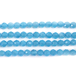 Fiber Optic Synthetic Cat's Eye Bead - Round Faceted 04MM CAT'S EYE AQUA