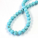 Gemstone Bead - Smooth Round 08MM MATTE HOWLITE DYED TURQUOISE