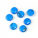 Gemstone Flat Back Single Bevel Buff Top Stone - Round 07MM HOWLITE-DYED TURQUOISE