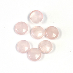 Gemstone Flat Back Single Bevel Buff Top Stone - Round 07MM ROSE QUARTZ