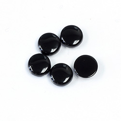 Gemstone Flat Back Single Bevel Buff Top Stone 2.5MM Thick - Round 08.4MM BLACK ONYX