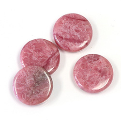 Gemstone Flat Back Single Bevel Buff Top Stone - Round 13MM RHODONITE