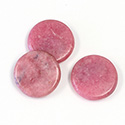 Gemstone Flat Back Single Bevel Buff Top Stone - Round 15MM RHODONITE