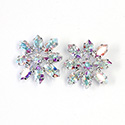 Preciosa Rhinestone Brass Button - Flower 23MM CRYSTAL AB-RHODIIUM